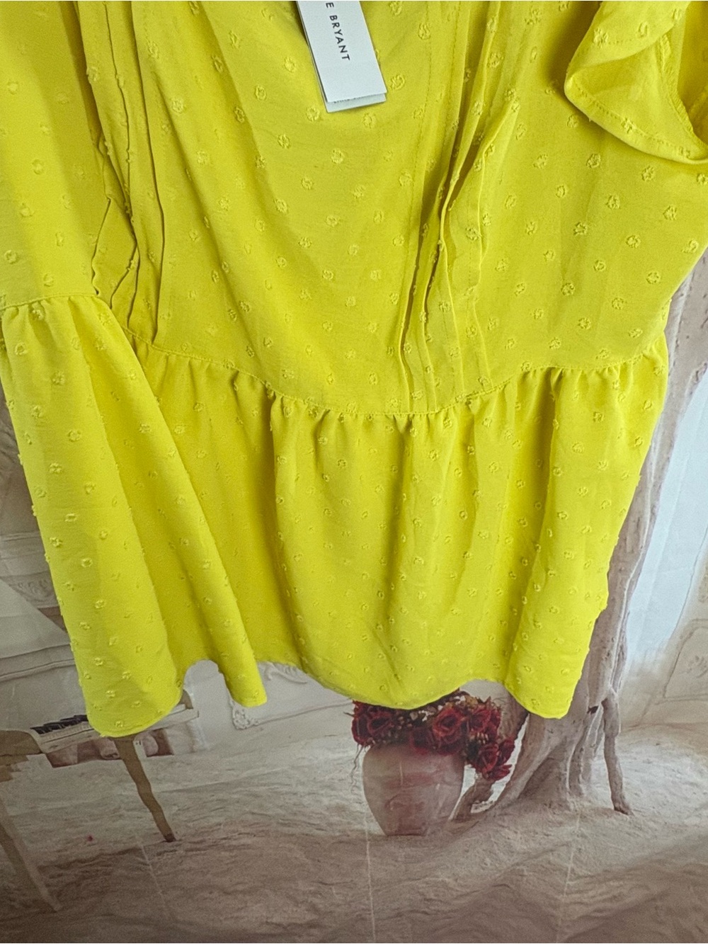 NEW Lane Bryant Lime Ruffle-Sleeve Peplum Top - Picture 4 of 9